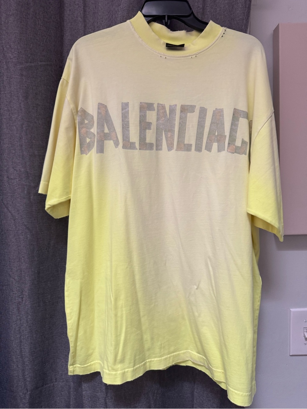 Balenciaga Neon Yellow Oversized Logo T-Shirt Size Small